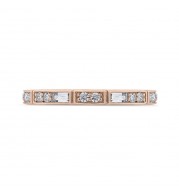 Shah Luxury 14K Rose Gold Round and Baguette Diamond Wedding Band