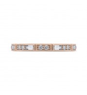 Shah Luxury 14K Rose Gold Round and Baguette Diamond Wedding Band