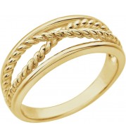 14K Yellow Criss-Cross Rope Ring