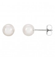 Stuller 14k White Gold 6mm White Akoya Cultured Pearl Earrings