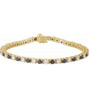 14K Yellow Blue Sapphire & 2 3/8 CTW Diamond Line 7 Bracelet