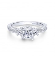 Gabriel & Co. 14k White Gold Entwined 3 Stone Engagement Ring