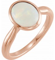 14K Rose 10x8 mm Oval Cabochon Ethiopian Opal Ring