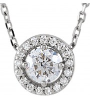 14K White 1/4 CTW Diamond Halo-Style 16 Necklace