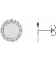 14K White 1/4 CTW Diamond Engravable Earrings