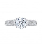 Shah Luxury 14K White Gold Round Diamond Engagement Ring with Split Shank (Semi-Mount)