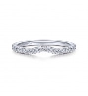 Gabriel & Co. 14k White Gold Contemporary Curved Wedding Band