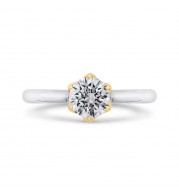 Shah Luxury 14K Two-Tone Gold Round Diamond Solitaire Plus Engagement Ring (Semi-Mount)