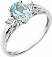 14K White Aquamarine & .04 CTW Diamond Ring