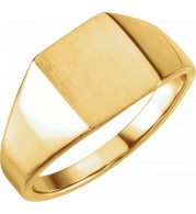 14K Yellow 12x10 mm Rectangle Signet Ring