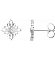 14K White Geometric Earrings with Backs