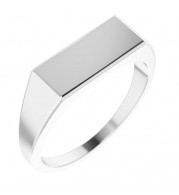 14K White 15x7 mm Rectangle Signet Ring