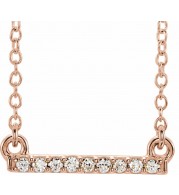 14K Rose .07 CTW Petite Diamond Bar 16-18 Necklace