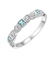 Gems One 14Kt White Gold Diamond (1/12Ctw) & Blue Topaz (1/6 Ctw) Ring