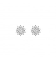 Henri Daussi White Platinum Diamond Stud Earrings