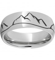 Serinium Domed Band with Mountain Range Laser Engraving