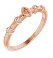 14K Rose .06 CTW Diamond Stackable Cross Ring