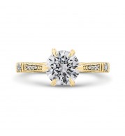 Shah Luxury 14K Yellow Gold Round Cut Diamond Engagement Ring (Semi-Mount)