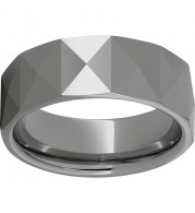 Rugged Tungsten  8mm Triangle Faceted Polished Band