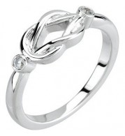 14K White .06 CTW Diamond Knot Ring