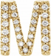 14K Yellow .08 CTW Diamond Single Initial M Earring