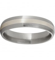 Titanium Domed Band with a 2mm Sterling Silver Inlay and Satin Finish