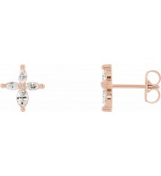 14K Rose 1/3 CTW Diamond Cross Earrings