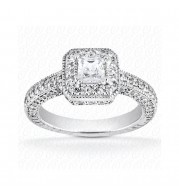 14k White Gold Diamond Semi-Mount Halo Engagement Ring