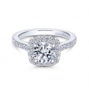 Gabriel & Co. 14k White Gold Victorian Halo Engagement Ring