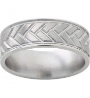 Titanium Rounded Edge Band with Milled Woven Pattern and Satin Finish