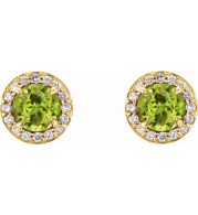 14K Yellow 5 mm Round Peridot & 1/8 CTW Diamond Earrings