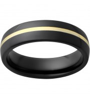 Black Diamond Ceramic Domed Band with 1mm 18K yellow gold Inlay