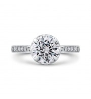 Shah Luxury 14K White Gold Round Diamond Engagement Ring (Semi-Mount)