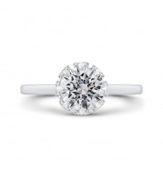 Shah Luxury 14K White Gold Round Cut Diamond Engagement Ring (Semi-Mount)