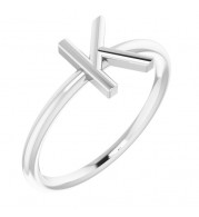 14K White Initial K Ring