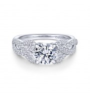 Gabriel & Co. 14k White Gold Contemporary Twisted Engagement Ring