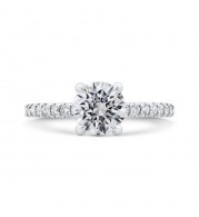 Shah Luxury 14K White Gold Round Cut Diamond Classic Engagement Ring (Semi-Mount)