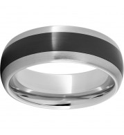 Serinium Domed Band with Black CeramicInlay and Satin Finish