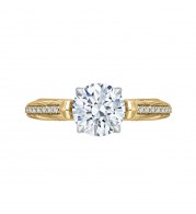 Shah Luxury 14K Two-Tone Gold Round Diamond Engagement Ring (Semi-Mount)
