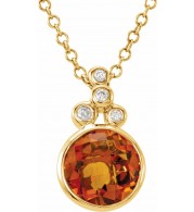 14K Yellow Checkerboard Citrine & .04 CTW Diamond 18 Necklace