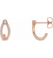 14K Rose 1/3 CTW Diamond J-Hoop Earrings