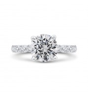 Shah Luxury Round Cut Diamond Floral Engagement Ring In 14K White Gold (With Center)