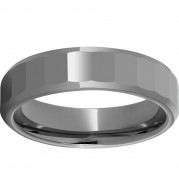 Rugged Tungsten  6mm Faceted Top Beveled Edge Polished Band