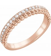 14K Rose 1/5 CTW Diamond Beaded Ring
