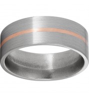 Titanium Flat Band with a 1mm 14K Rose Gold Inlay and Satin Finish