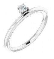 14K White 1/10 CT Diamond Stackable Ring