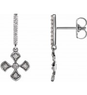 14K White 1/5 CTW Diamond Cross Dangle Earrings
