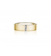 Henri Daussi 6mm Men's Wedding Band MB131 14k Gold Yellow 2 BAG 0.11 Ctw.