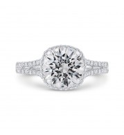 Shah Luxury 14K White Gold Diamond Halo Engagement Ring (Semi-Mount)