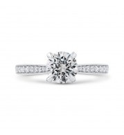 Shah Luxury 14K White Gold Diamond Engagement Ring with Euro Shank (Semi-Mount)